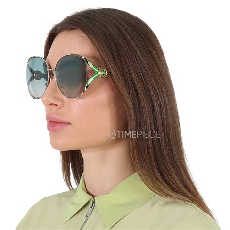 gucci green gradient sunglasses gg0225s|Gucci 63mm Gradient Oversize Open Temple Round Sunglasses .